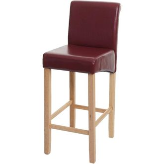 Hhg Hhg - Taburete De Bar 525, Taburete De Bar Taburete De Mostrador, Madera Certificada Mvg, Marr&oacute;n Rojizo, Patas Claras, Imitaci&oacute;n De Cuero