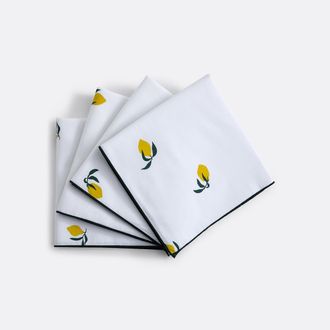 La Redoute Interieurs Set van 4 bedrukte katoenen servetten, LEMON
