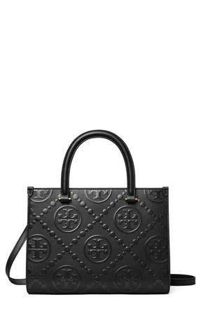 Tory Burch T Monogram Embossed Jacquard Square Tote in Black at Nordstrom