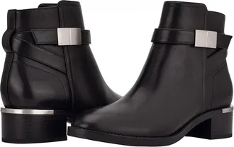 Calvin Klein Dwayne Boots Womens US 8.5 Black Leather Block Heel Booties GBNC637
