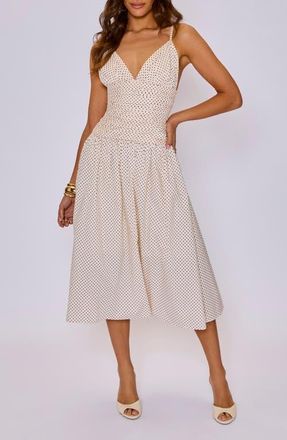 VICI Collection Laurel Dot Print Cotton Midi Dress in Cream Black at Nordstrom, Size X-Small
