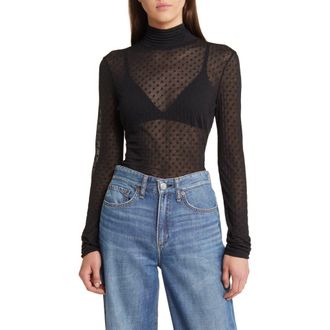 Rag & Bone Valencia Sheer Polka Dot Turtleneck Top at Nordstrom Rack, Size Medium