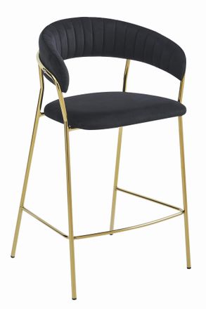 OEM Taburete Badia - Terciopelo Negro / Patas Doradas X 1