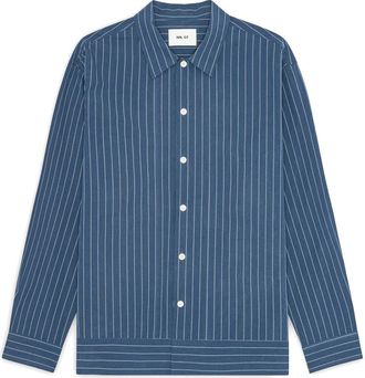 Nn.07 Reed Organic Cotton Shirt Jacket in Blue Stripe at Nordstrom, Size Xx-Large