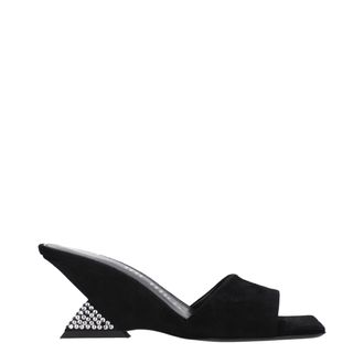 The Attico Black Leather Platform Womens Sandals