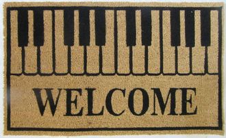 Imports Decor Piano Keys Welcome Coir Door Mat, Music Theme Coconut Fiber Doormat with Non-Slip PVC Backing, Indoor Outdoor Entrance Rug