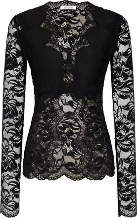 Paco Rabanne lace long-sleeve blouse - Nero