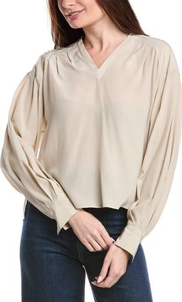 Brunello Cucinelli High-Low Silk Blouse