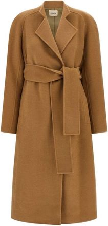 Khaite Deena Double-Sided Wool Coat - Dames - Jas met riem - Bruin - S - Wol - Jassen