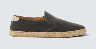 Brunello Cucinelli Jute-trimmed suede slip-on shoes