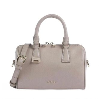 Furla Olivia Mini Boston Tas - Dames - Tassen - Beige - Maat: ONE Size Zijde