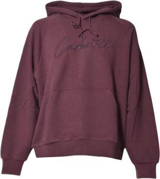 Carhartt Work in Progress Deep Bordeaux Relaxed-Fit Hoodie With Embroidered Script