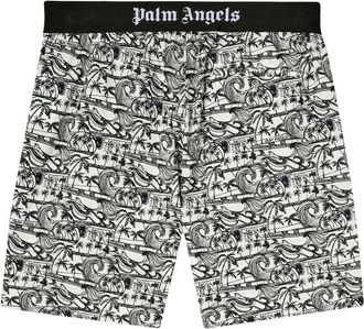 Palm Angels Waves graphic-print deck shorts - men - Cotton/Elastane/Polyester/Polyamide - L - White