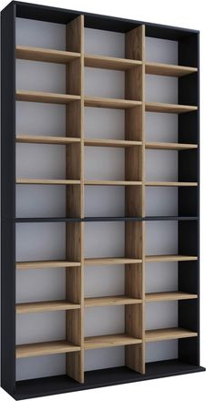 MID.YOU Mid.you Regal, Anthrazit, Honigeiche, Holzwerkstoff, 21 Fächer, 102x181x23 cm, stehend, Wohnzimmer, Regale, Bücherregale