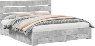 vidaXL Estructura De Cama Con Caj&oacute;n Gris Concreto 200 X 200 Cm Vidaxl