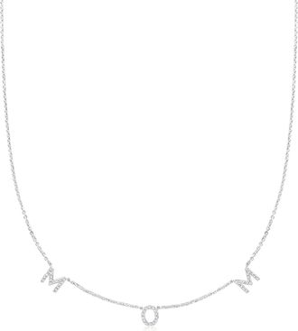 Ross-Simons Diamond Mom Station Necklace in Sterling Silver