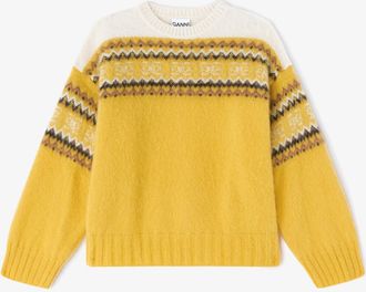 Ganni Yellow Intarsia Jumper