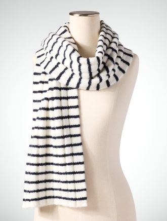 Talbots Soft Ribbed Scarf - Stripe - Ivory - 001 Talbots