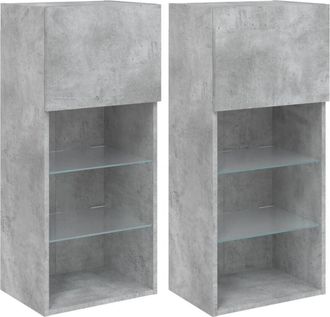 vidaXL Vidaxl - tv Cabinets with led Lights 2 pcs Concrete Grey 40.5x30x90 cm Grey