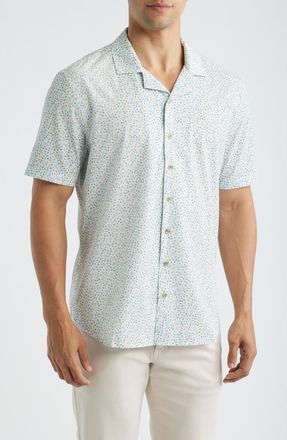 Johnnie-O King Performance Camp Shirt in Gulf Blue at Nordstrom, Size Xx-Large