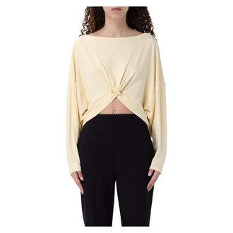 Elisabetta Franchi Long Sleeve Tops, female, Yellow, Size: XS Womens Sweaters Collection