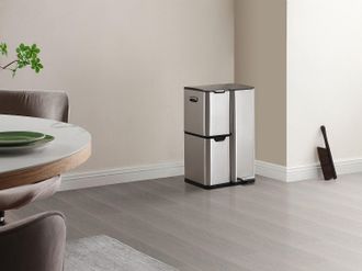 Vente-Unique Pattumiera per raccolta differenziata a pedale 3 bidoni 60L in Inox - DUMEO