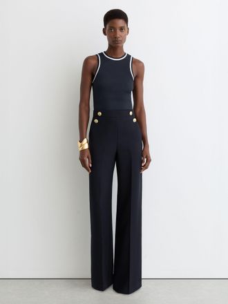 Reiss Navy & white Stretch-cotton Tipped Vest, XS