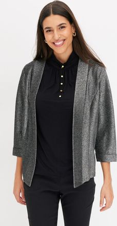 Bonprix Jerseyblazer BONPRIX, Damen, Gr. 48/50 (XL), schwarz (schwarz, silber), Obermaterial: 84% Polyester, 9% metallisierte Fasern, 7% Elasthan, slim fit, B