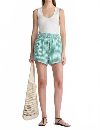Apiece Apart Stripe Trail Short In Green Yarn Dye
