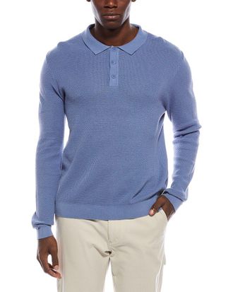 Onia Textured Knit Long Sleeve Polo Shirt