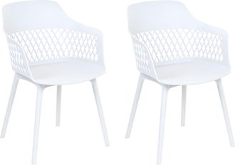 Beliani Beliani - Conjunto De 2 Sillas De Comedor Blancas Asiento Sint&eacute;tico Patas Almira