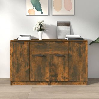 vidaXL Aparadores 2 Uds Madera Contrachapada Roble Ahumado 60x30x70 Cm Vidaxl