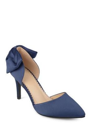 Journee Collection Tanzi dOrsay Bow Pump in Navy at Nordstrom Rack, Size 11