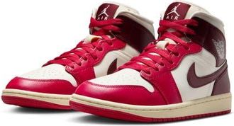 Nike Jordan Air Jordan 1 Mid Sneaker in Sail/Dark Team Red/Hibiscus at Nordstrom, Size 10.5