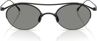 Giorgio Armani Black 0ar6172t Titanium Double Bridge Round Sunglasses