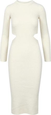 A Paper Kid Beige Katoenen Jurk met Ronde Hals - Dames - Kleedjes - Beige - S - Katoen - Kleedjes