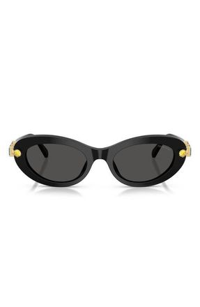 Swarovski 53mm Oval Sunglasses in Black /Dark Grey at Nordstrom