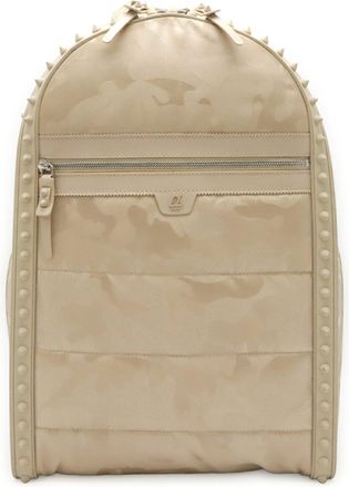 Christian Louboutin Beige Black Nylon Rubber Leather Backpack (Pre-Owned)