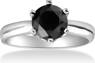 Pompeii3 1ct Round Black Solitaire Diamond White Gold Engagement Ring