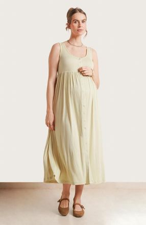 Nom Maternity Ribbed Modal Henley Dress in Pistachio at Nordstrom, Size X-Small