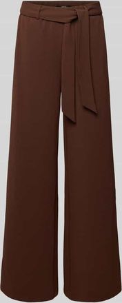 Zero Wide Leg Pants mit Bindeg&uuml;rtel in Dunkelbraun, Gr&ouml;&szlig;e 34