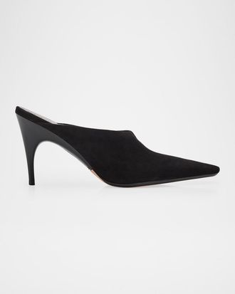 Balenciaga 90mm Suede Pointed-Toe Mules