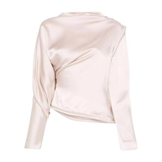 Victoria Beckham Blouses, female, Pink, Size: 2XS Crepe Satin Blouse