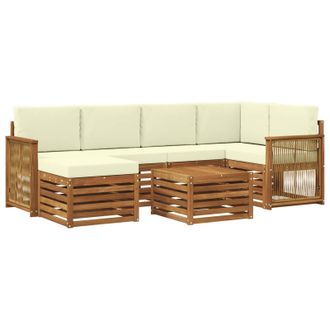 vidaXL Conjunto De Sof&aacute; Seccional Con Coj&iacute;n 6 Pcs Natural Y Crema Vidaxl