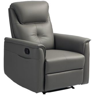 HOMCOM Recliner Armchair with Spring Cushion Adjustable Leg Rest Light Grey | TJ Hughes