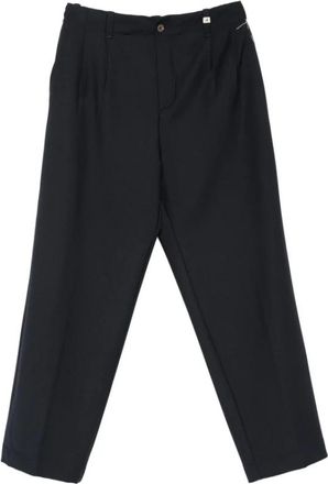 Myths Broek met wijde pijpen en plooien - Heren - Straight fit broeken - Blauw - S - Wol - Broeken