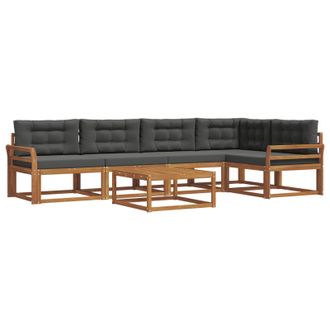 vidaXL Conjunto De Sof&aacute;s De Exterior 6 Pcs Natural Y Antracita Vidaxl
