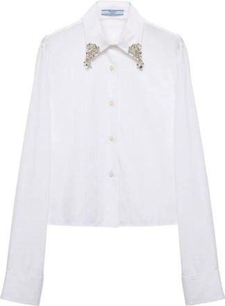 Prada Dames, Blouses & Shirts, Wit, Maat: XS Katoen