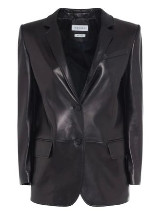 Alexander McQueen single-breasted leather blazer - Black