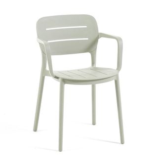Siediti Fuori e Dentro Set de 4 sillas apilables en resina reforzado con reposabrazos verde